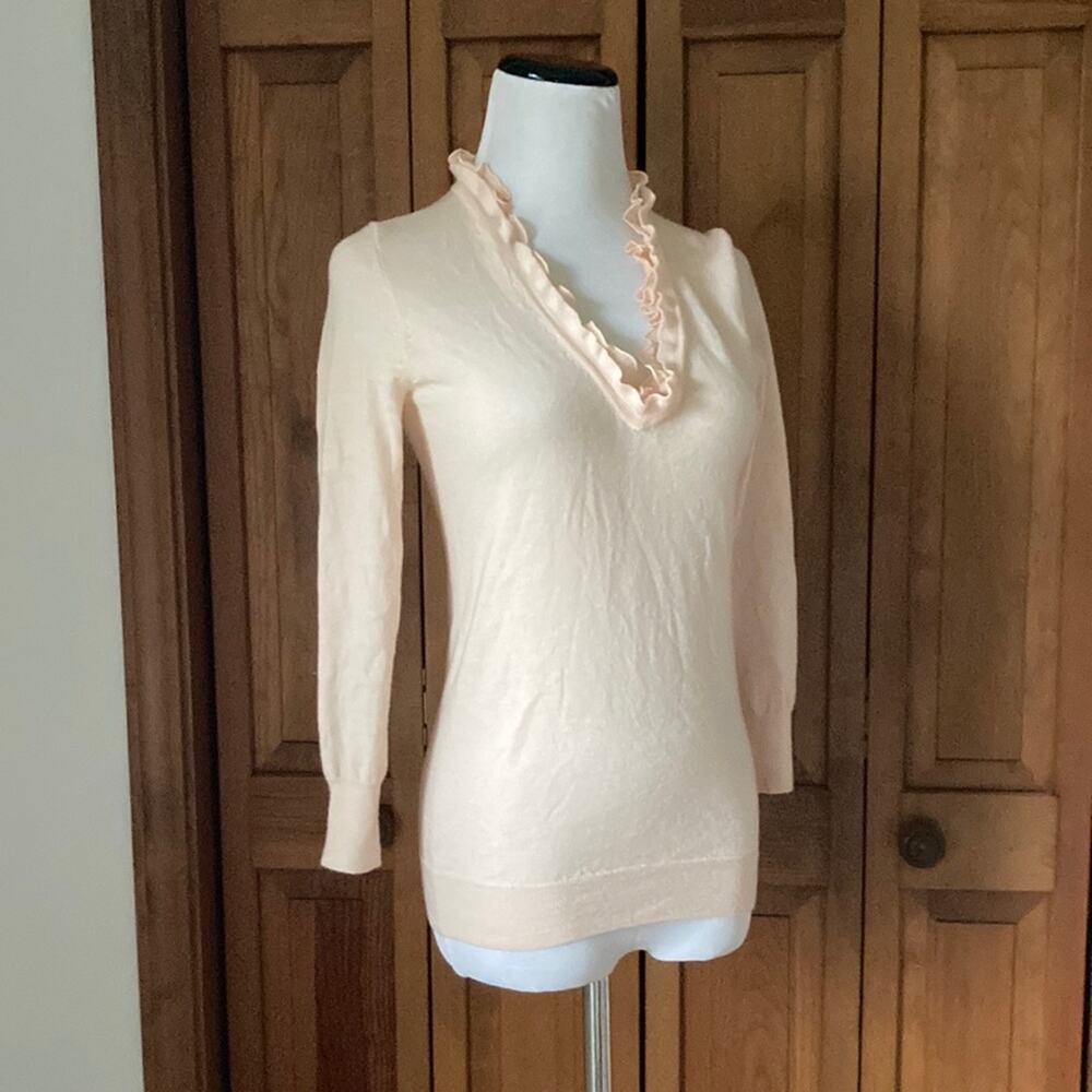 J. Crew Pastel Peachy Pink Merino Wool Pullover Sweater, Size XS